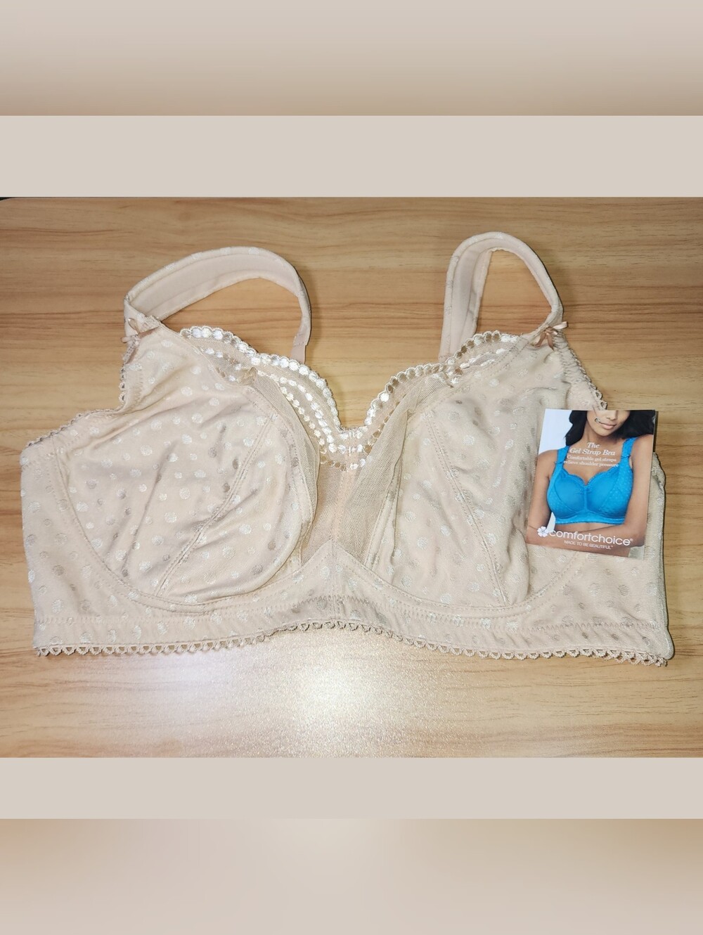 38C Comfort Choice Wireless Gel Strap Bra, Beige